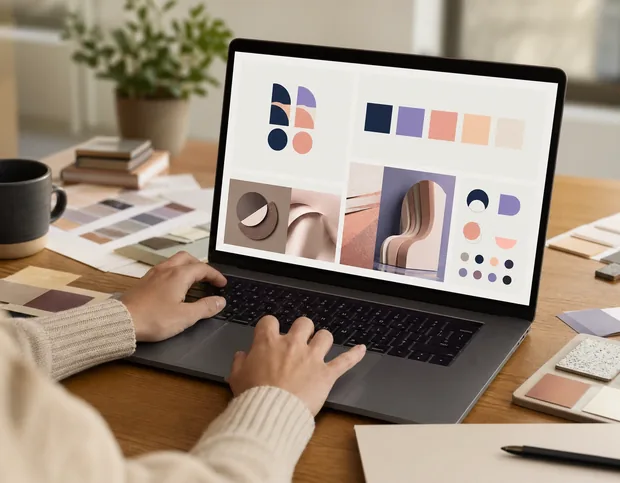 Interface design work on a laptop